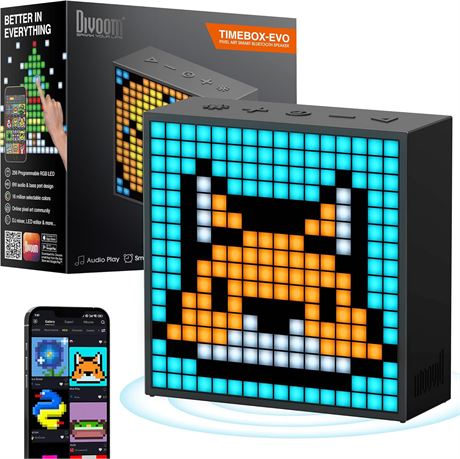 Divoom TimeBox Evo - Pixel Art Speaker 16x16 LED Display, App Control