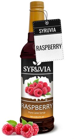 Syruvia Raspberry Syrup, Flavored Syrup for Cocktails & Desserts   25.4 oz