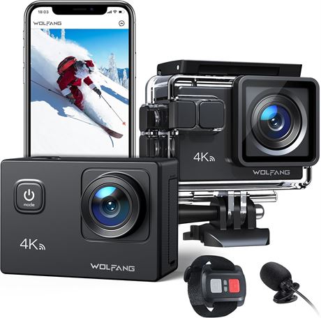 WOLFANG GA100 4K 20MP Action Camera Waterproof 40M EIS WiFi Helmet Cam Remote