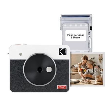 Kodak Mini Shot 3 Retro 4PASS 2-in-1 Instant Camera & Printer (3x3 in), White