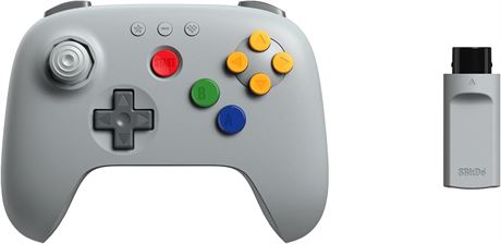 8BitDo 64 2.4G Wireless Controller for N64, Analogue 3D, Windows (Grey)