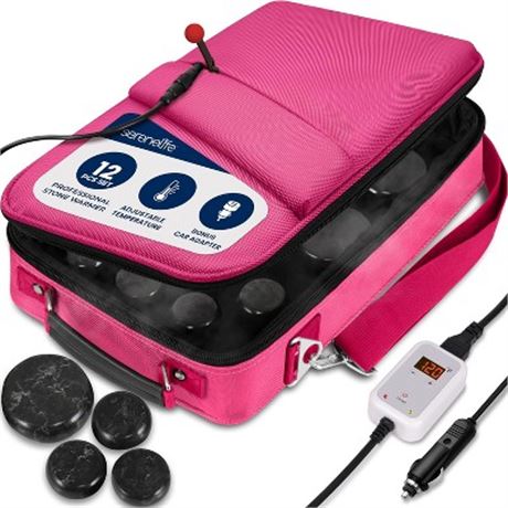 Portable Hot Stone Massage System with Digital Temp Controller, 12 Stones