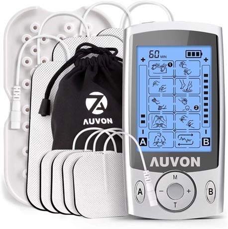 Appareil TENS AUVON Double Canal 20 Modes Électrodes Incluses