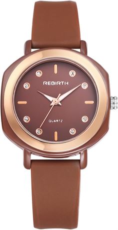 JewelryWe Women's Silicone Strap Watch: Quartz Diamond Indices Waterproof