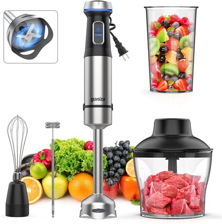 Ganiza Immersion Blender 5-in-1, 1000W, 16-Speed, Beaker & Chopper