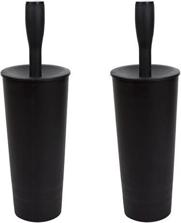 Lot 2 porte-brosses WC Home Basics compact noir avec brosse incluse