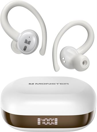 Monster N-Lite 216 Wireless Earbuds Earhooks, ENC Mic, IPX6, BT 6.0, 48H