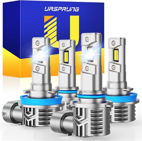 Ursprung 2026 Brightest H11/9005 LED Bulb Combo, 6500K Cool White, 4-Pack