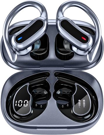 Wireless Earbuds Bluetooth 5.4 IPX7 Waterproof Sports Earphones Silver