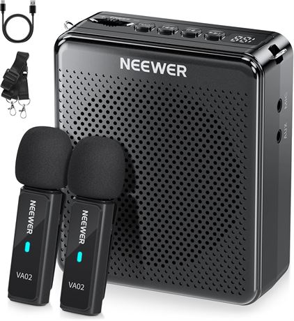 NEEWER VA02 Voice Amplifier with Wireless Mic, USB-C, 10h, 15m Range