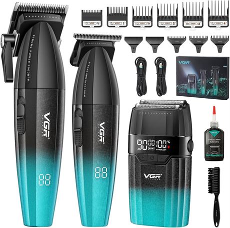 VGR 640S3 3in1 Hair Kit: Cordless 9000RPM Clippers, Trimmer & Foil Shavers