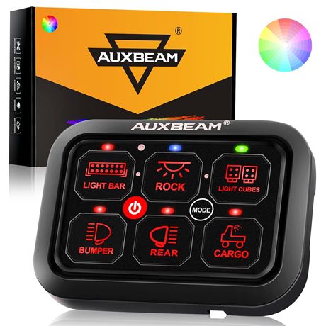Auxbeam 6 Gang RGB Switch Panel Waterproof for Car Boat