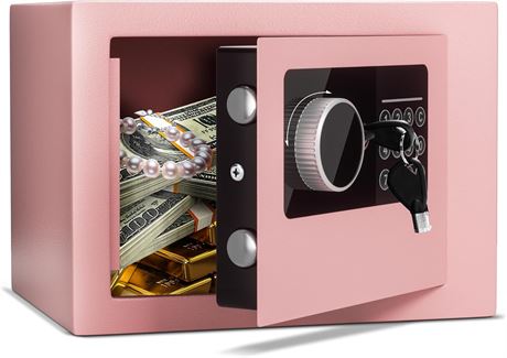 Digital Electronic Money Safe with Keypad, 0.23 Cu Ft, Pink