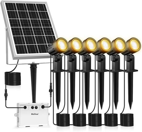MEIHUA Solar Spot Lights Outdoor, 2700K Warm White, IP66, 3 Modes