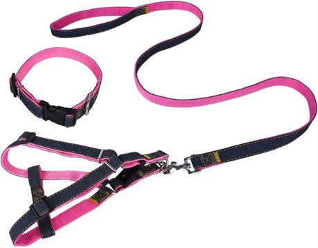 Adjustable Denim Harness and Leash Set for Dogs and Cats, S/M/L/XL Sizes