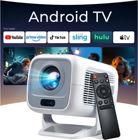 Native 1080P FHD Smart Projector with Dolby Audio, 600 ANSI, 4K AI Autofocus