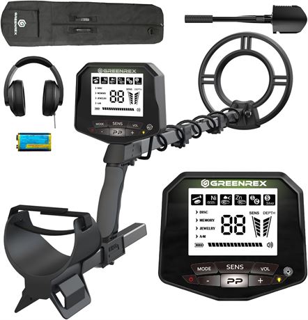 GreenRex Metal Detector for Adults, Waterproof Pinpoint, 10' IP68 Coil,DSP