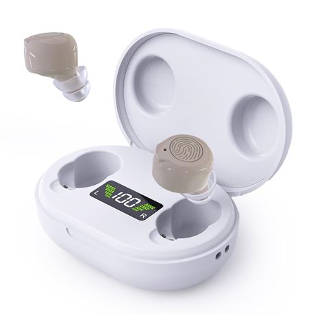 Aides auditives rechargeables réduction bruit étui LED senior