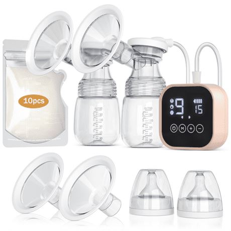 Tire-lait portable 4 modes & 9 niveaux, écran LED, 10 sacs inclus