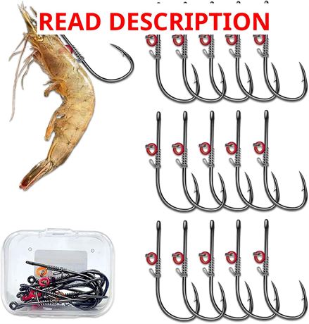 Live Shrimp Hooks, Bait Holder, High Carbon Steel Fishing Hooks for F/W-S/W