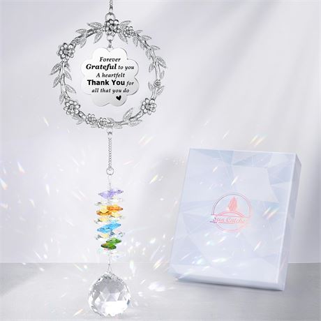 Thank You Sun Catcher Gift with Engraved Message, Hanging Crystal Suncatcher