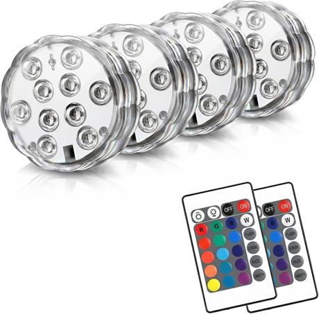 Submersible LED Lights with 16 Colors, 4 Modes Battery Powered Pool Lights