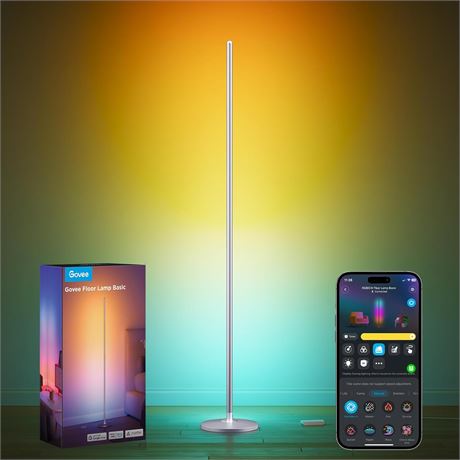 Govee Floor Lamp Basic with APP Control, SmartThings, Matter, Alexa, Silver
