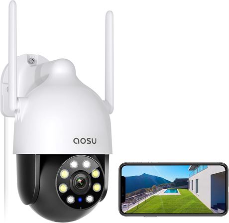 AOSU 2K Security Camera with 360  Pan-Tilt, WiFi, Night Vision, 2-Way Audio