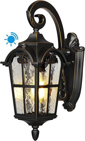 DEWENWILS Applique murale ext rieure avec capteur cr puscule-aube, verre ondul