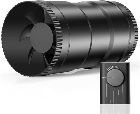 Hon&Guan 4-Inch Inline Duct Fan with Controller, 130 CFM, 6W, Low Noise