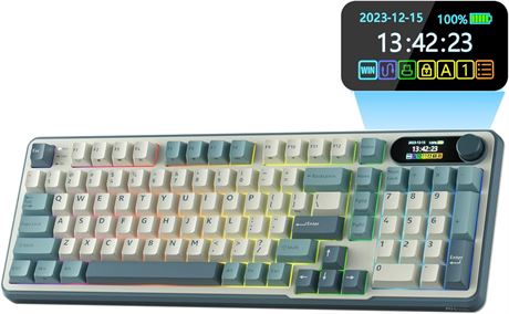 RK Royal Kludge S98 Keyboard with Smart Display, 96% BT/USB-C, 98 Keys