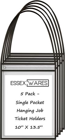 Essex Wares 5-Pack Hanging Ticket Holder (Black) - Fits 8.5x11