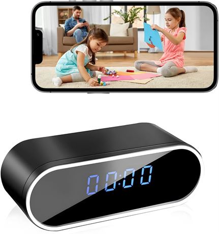 NJINALW Smart Clock Camera, WiFi 1080P Mini Cam with Night Vision and Motion