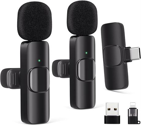Gicorino Wireless Lavalier Mic for Android & PC, 2.4G Plug-Play