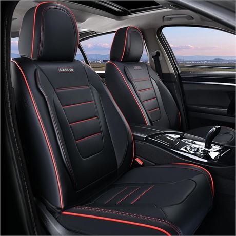 Coverado Car Seat Covers, Waterproof Nappa Leather Protector - Redline