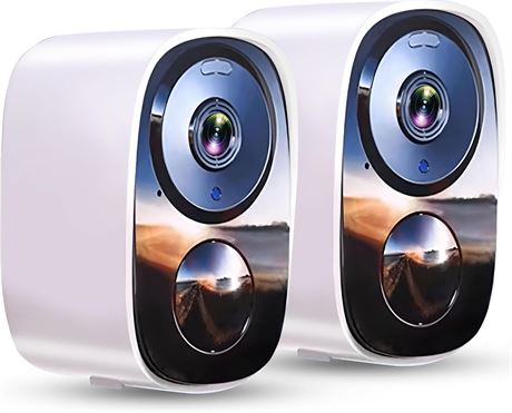 Wireless Security Camera 2-Pack, WiFi, Night Vision, AI/PIR, 2-Way Talk