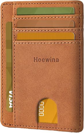 Hoewina Slim RFID-Blocking Wallet for Men, Front Pocket Leather