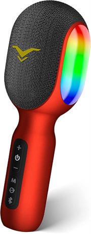 Wireless Bluetooth Karaoke Microphone 5-in-1 Handheld Mic RGB Lights Portable