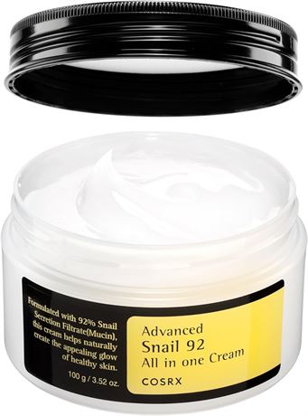 COSRX Snail Mucin Moisturizer Lightweight Korean Face Cream 3.52oz