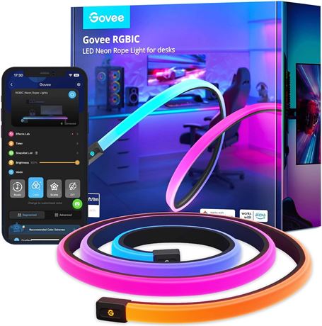 Govee RGBIC Gaming Neon Rope Lights – 10ft, Music Sync