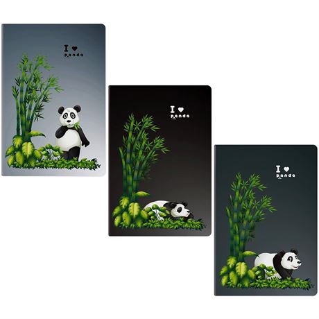 BIYAMI 3 Pack Composition Notebooks, 5.5 * 8.2 inch, Panda