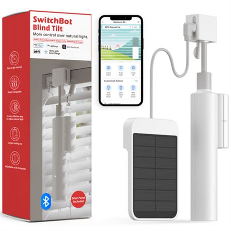 SwitchBot Blind Tilt: Smart Blinds w/Solar, Motorize Blinds Tilt Rod, White