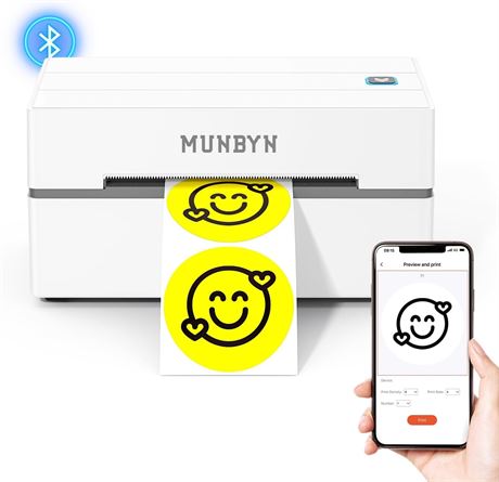 MUNBYN Bluetooth Thermal Label Printer 130B, Wireless 4x6 Shipping