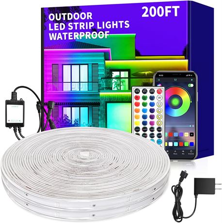 200ft Outdoor LED Strip Lights IP68 Waterproof with Remote App Control RGB