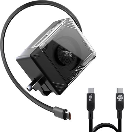 Chargeur Mural Nillkin FlexLine 65W GaN6 Câble Rembobinable Noir