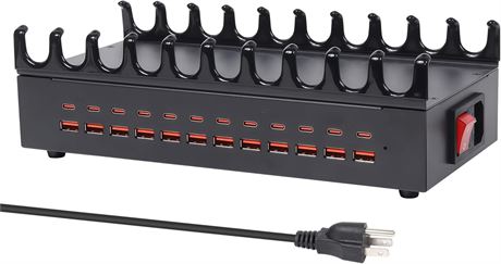 300W 24-Port USB Station with Smart Power Delivery for Mobile Devices