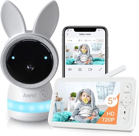 Moniteur bébé ARENTI vidéo 2K écran 5" détection pleurs mouvement