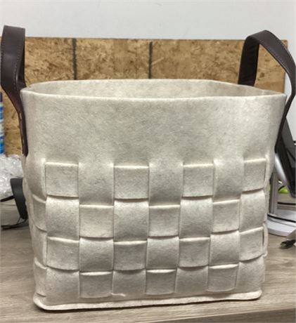 Panier linge BOLDMONKEY lot 2 feutre gris anses cuir 38x33cm