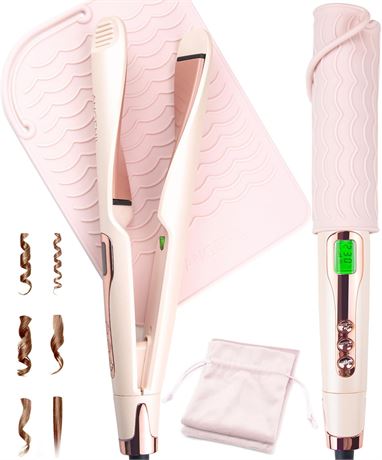 ANGENIL Pro Twist Flat Iron & Curler 2-in-1, Dual Voltage, 20s Heating, 450 F