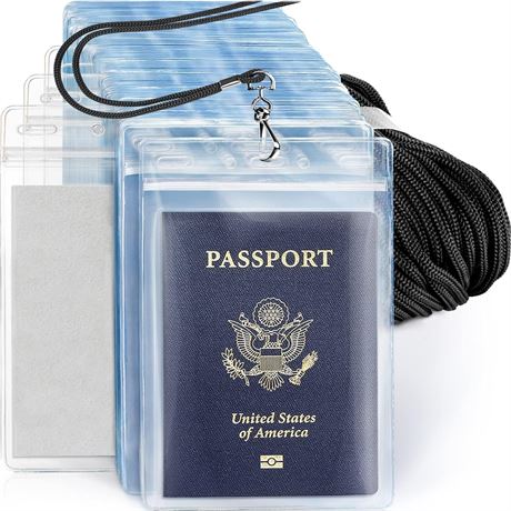 MIFFLIN Lanyard & XXL ID Holder Set, 10 Pack Black Lanyards & Clear Pouch